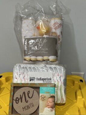 Baby Bath & Milestone Set , diapers make a great shower gift.